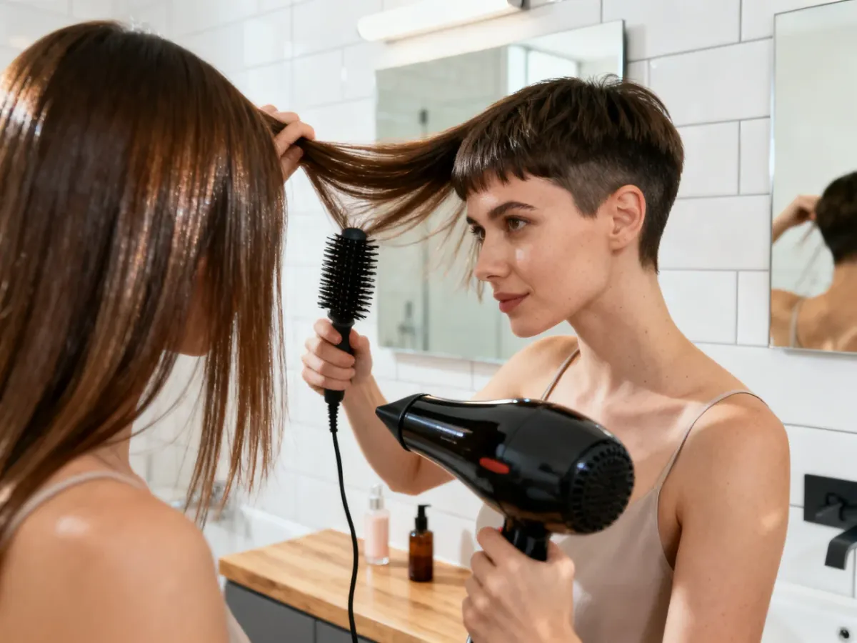 Stylizacja fryzury Lixie suszarką i okrągłą szczotką