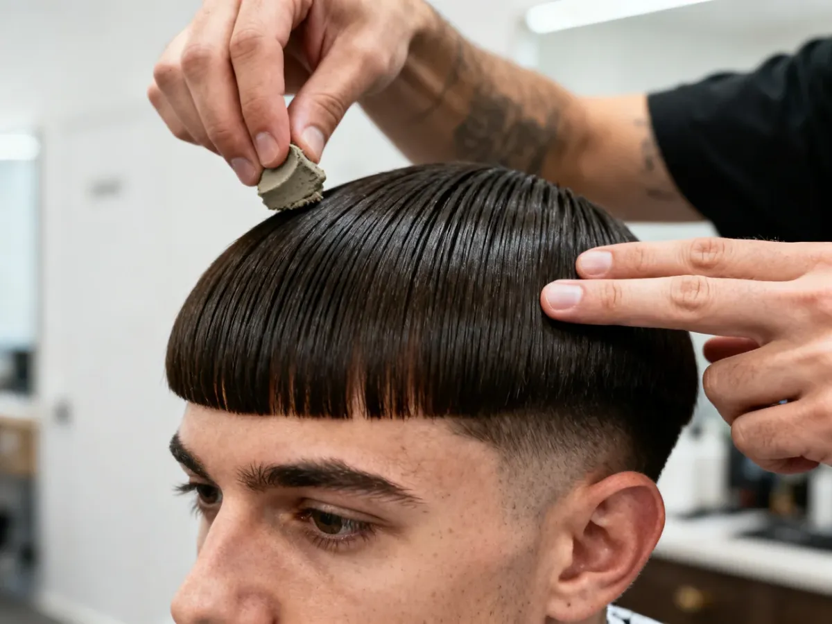 Barber stylizujący fryzurę Edgar matową glinką