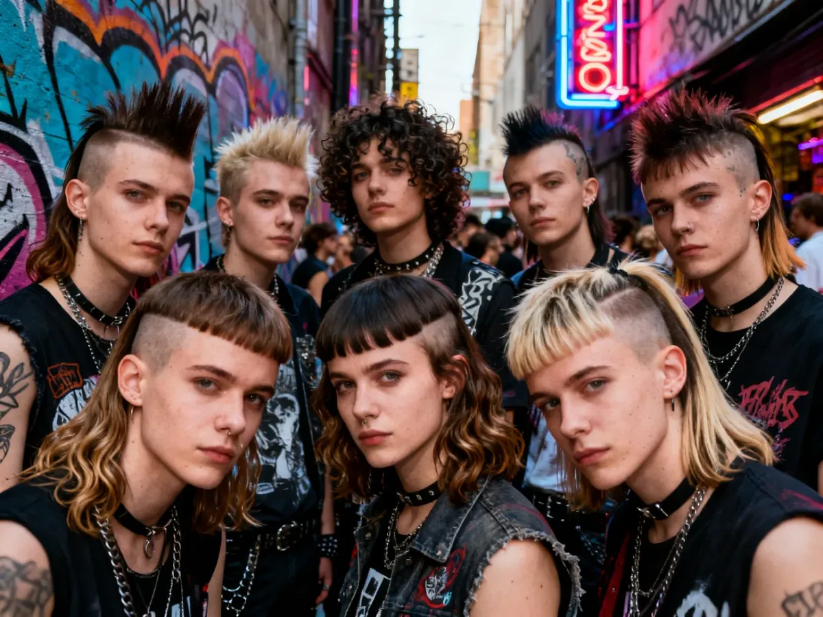 Różnorodne współczesne fryzury mullet w alternatywnym stylu
