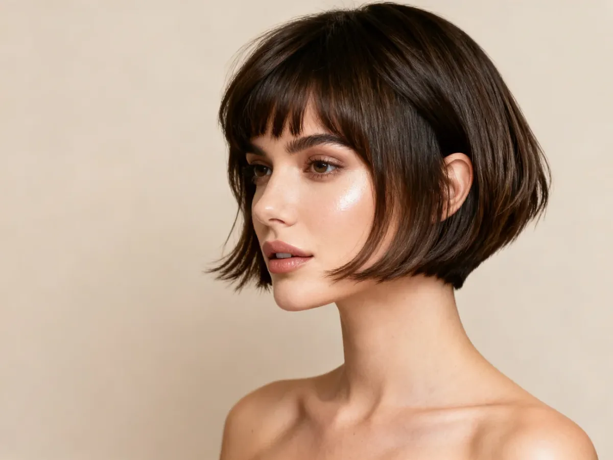 Kobieta z nowoczesną fryzurą pixie bob w salonowym ujęciu