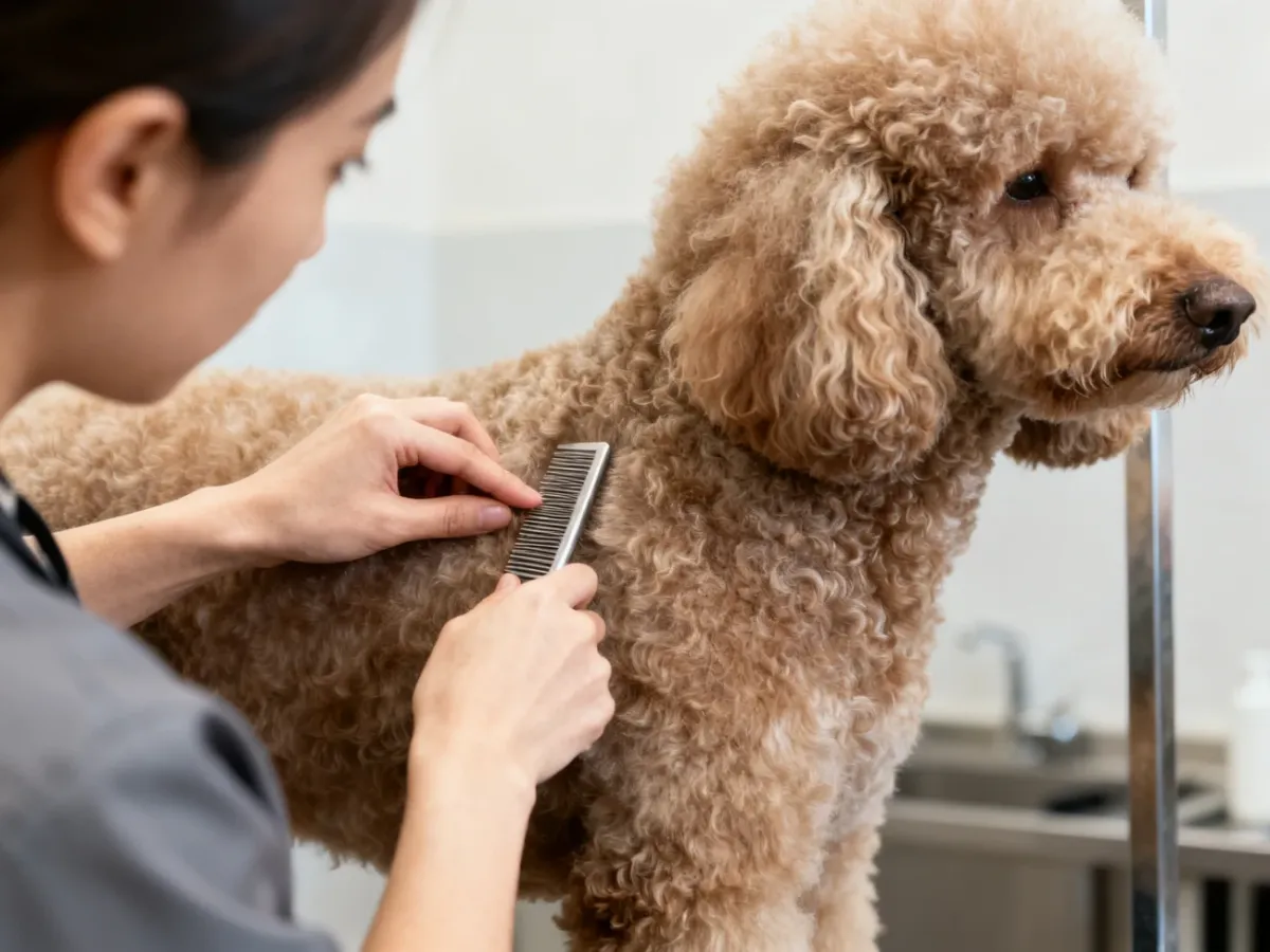 Groomer oceniający i rozczesujący włos pudla