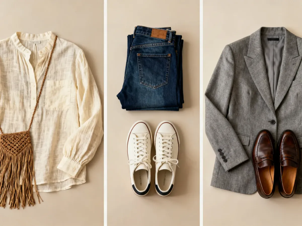 Zestawienie elementów stylu boho, casual i eleganckiego