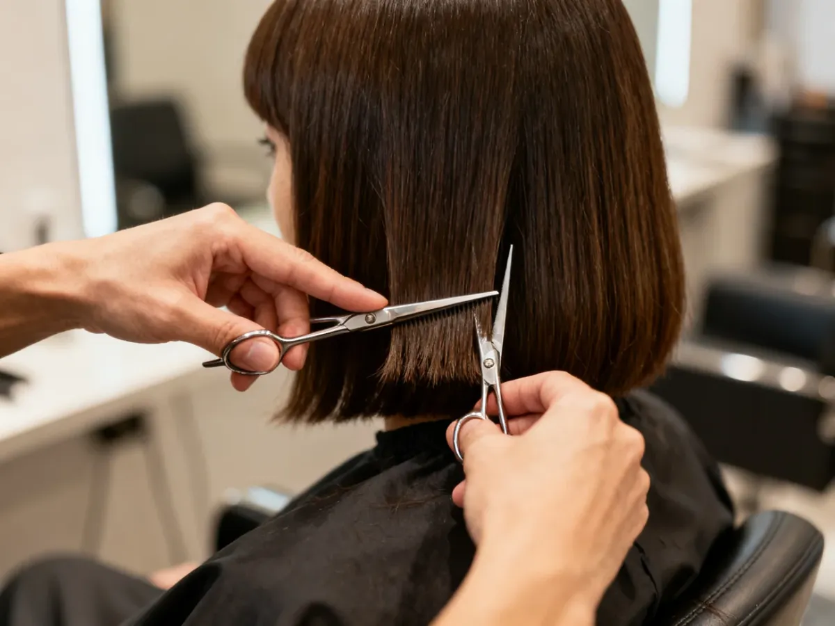 Teksturowanie końców boba techniką point cutting