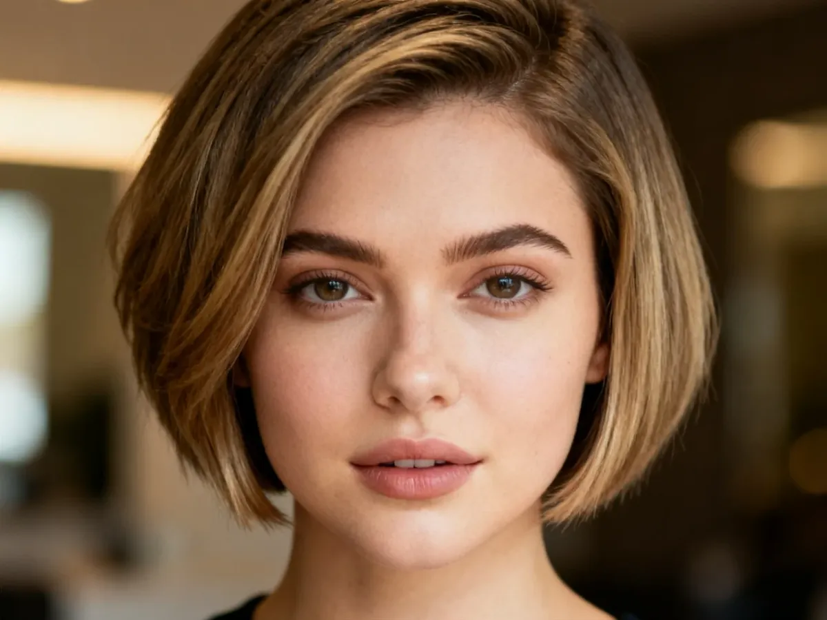 Pixie-bob with lifted crown and longer face-framing strands