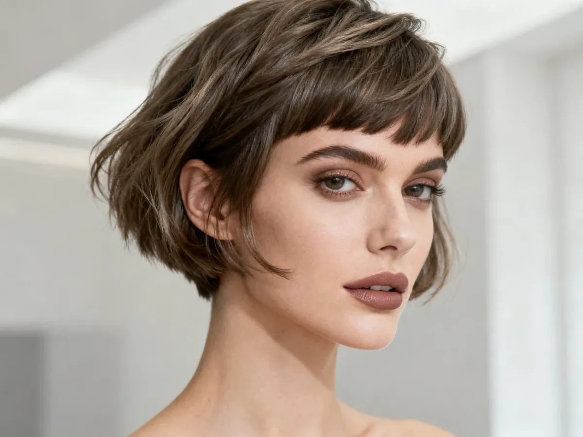 Teksturowana fryzura pixie bob z dłuższą grzywką