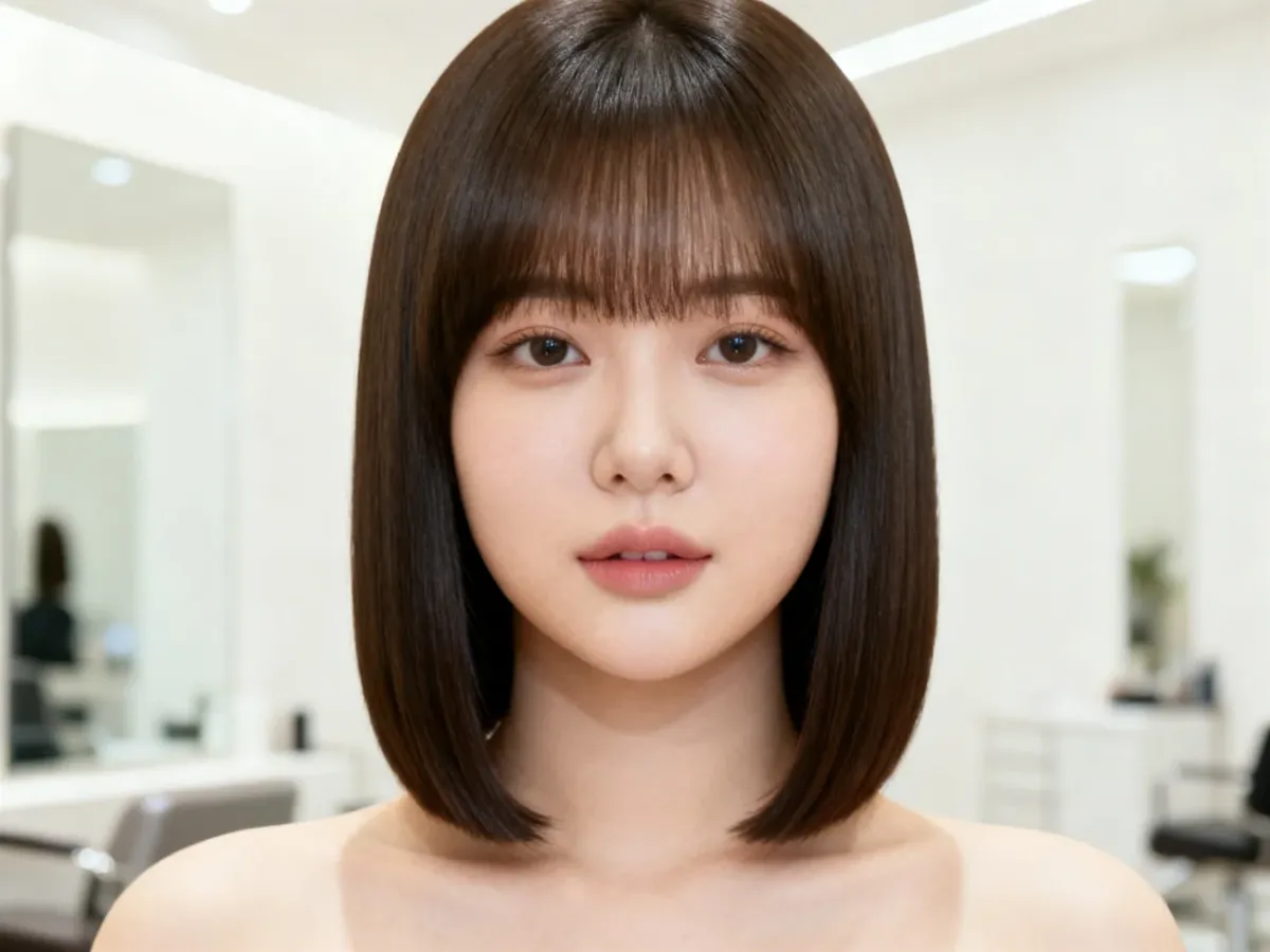 Sleek collarbone-length lob with an elongated front