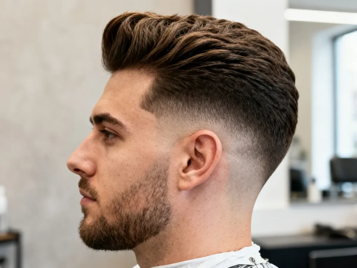 Mid fade z teksturowaną górą w nowoczesnym stylu