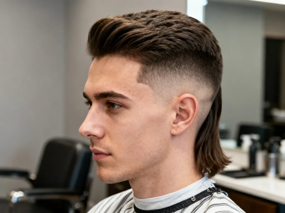 Nowoczesny mullet z płynnie wycieniowanymi bokami i teksturowaną górą