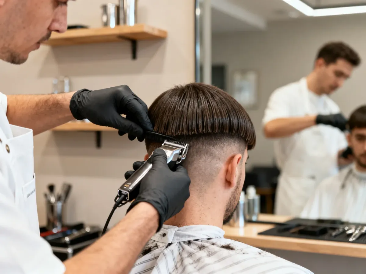 Barber przycinający boki fryzury French Crop