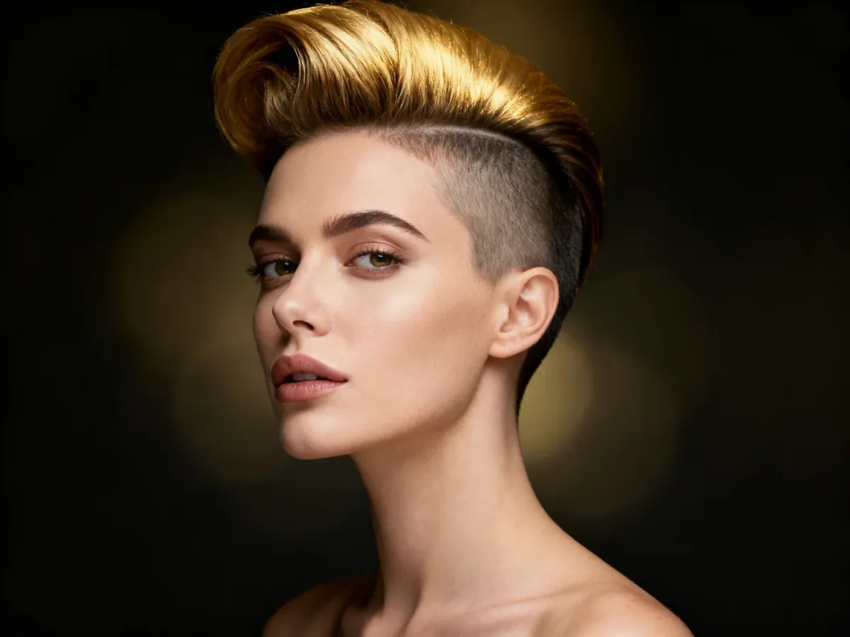 Kobieta z eleganckim asymetrycznym pompadourem