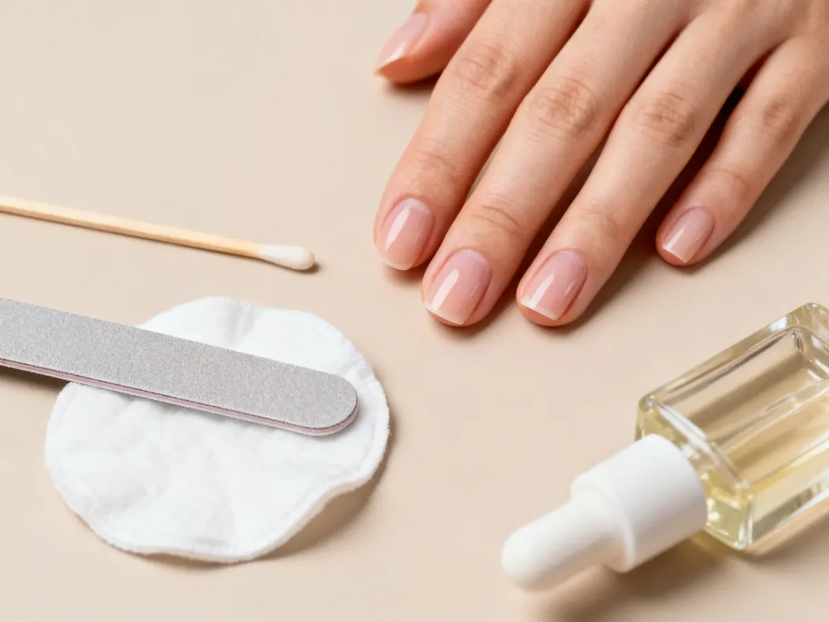 Zadbane paznokcie i delikatne akcesoria do bezpiecznego zdejmowania manicure