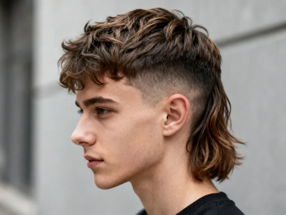 Nowoczesny mullet z krótszymi bokami i dłuższym tyłem