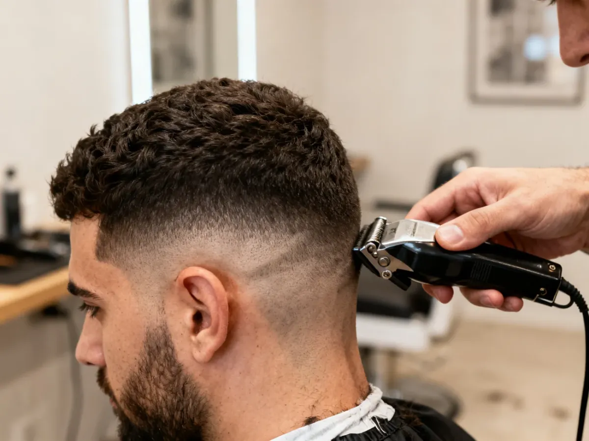 Barber odświeżający cieniowane boki fryzury crop