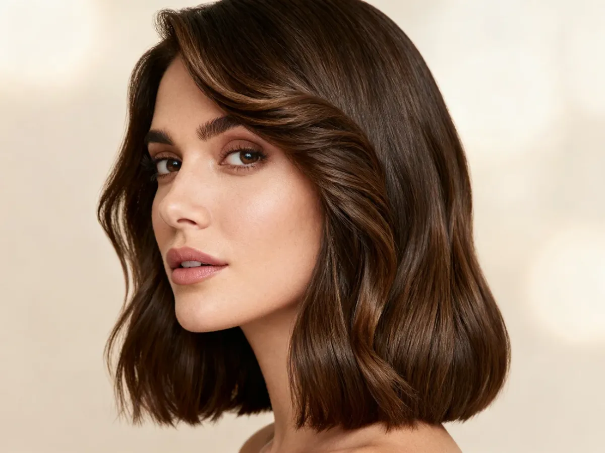 Elegancki long bob z delikatnymi falami