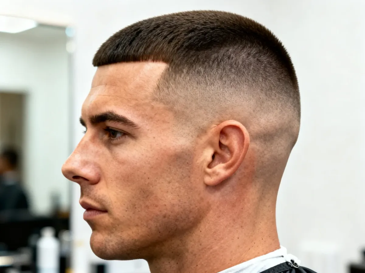 Mężczyzna z wojskową fryzurą High and Tight
