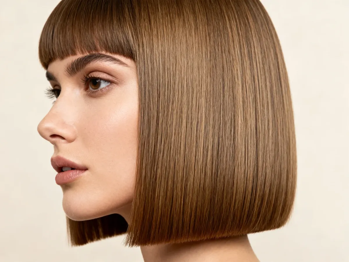 Blunt bob z równą, optycznie zagęszczoną linią końców