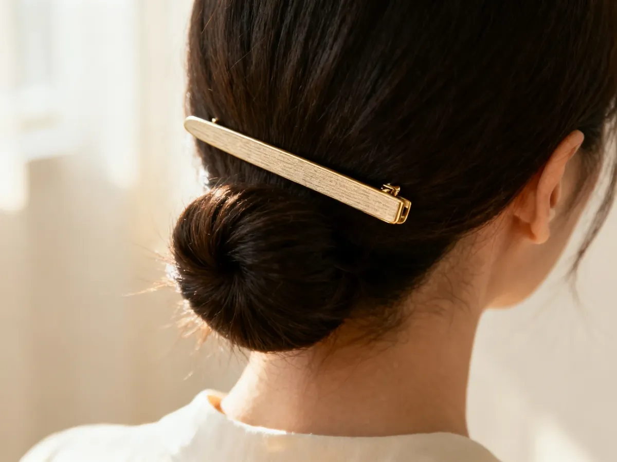 Klasyczna wydłużona spinka francuska w schludnej fryzurze