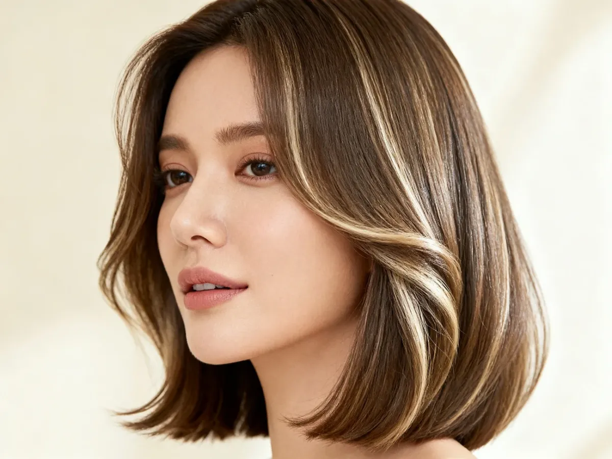Elegancki warstwowy long bob do ramion