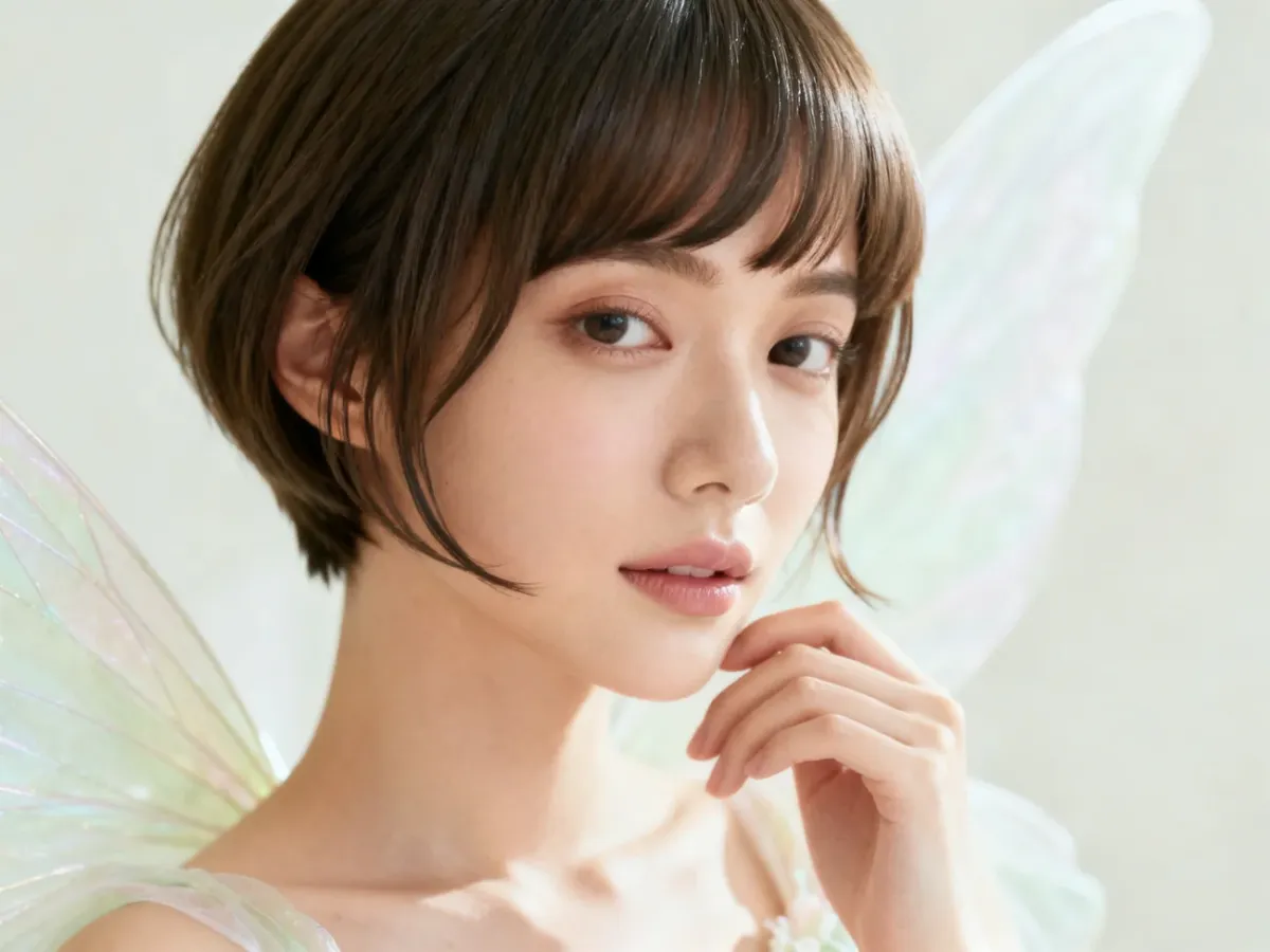 Krótkie romantyczne cięcie Tinkerbell z asymetryczną grzywką