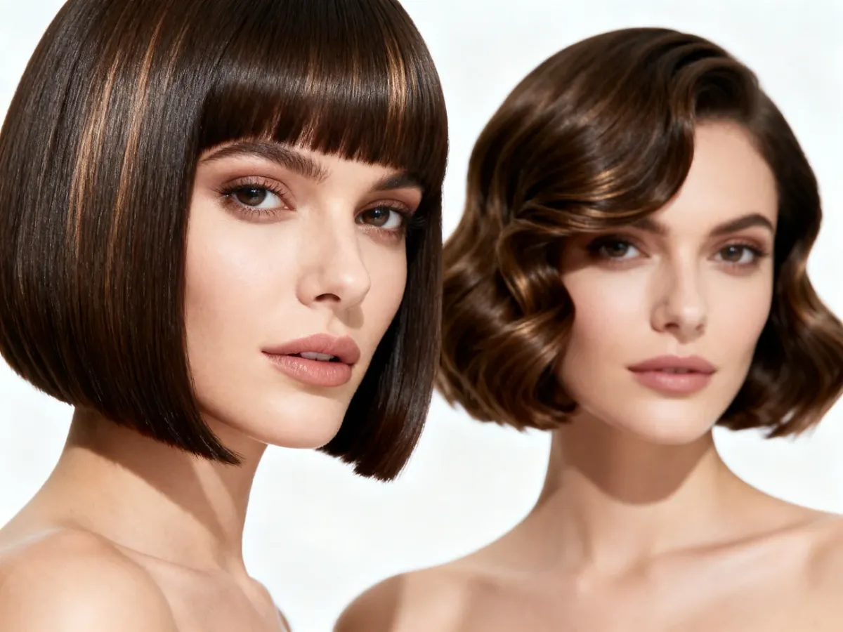 Elegancki blunt bob i miękko falowany bob teksturyzowany