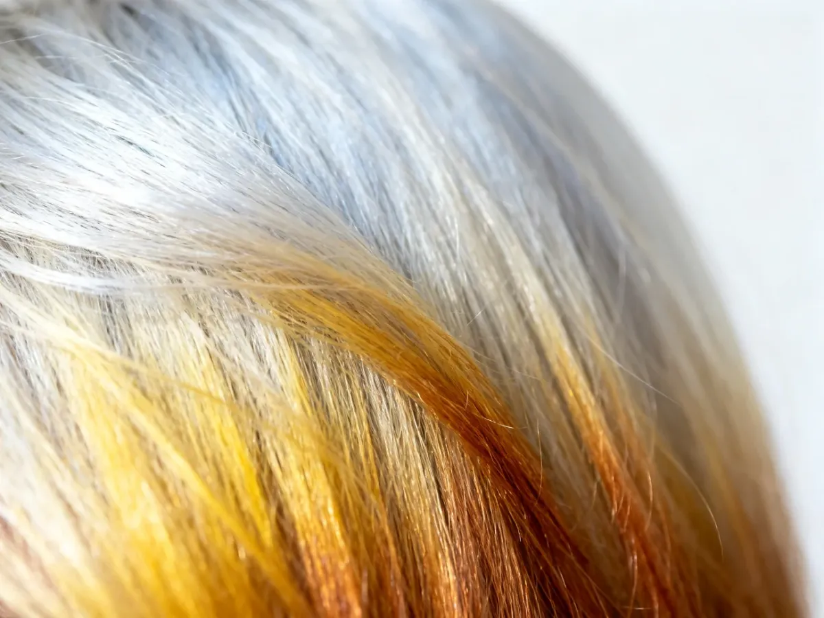 Zbliżenie blond włosów z widocznymi chłodnymi i ciepłymi refleksami