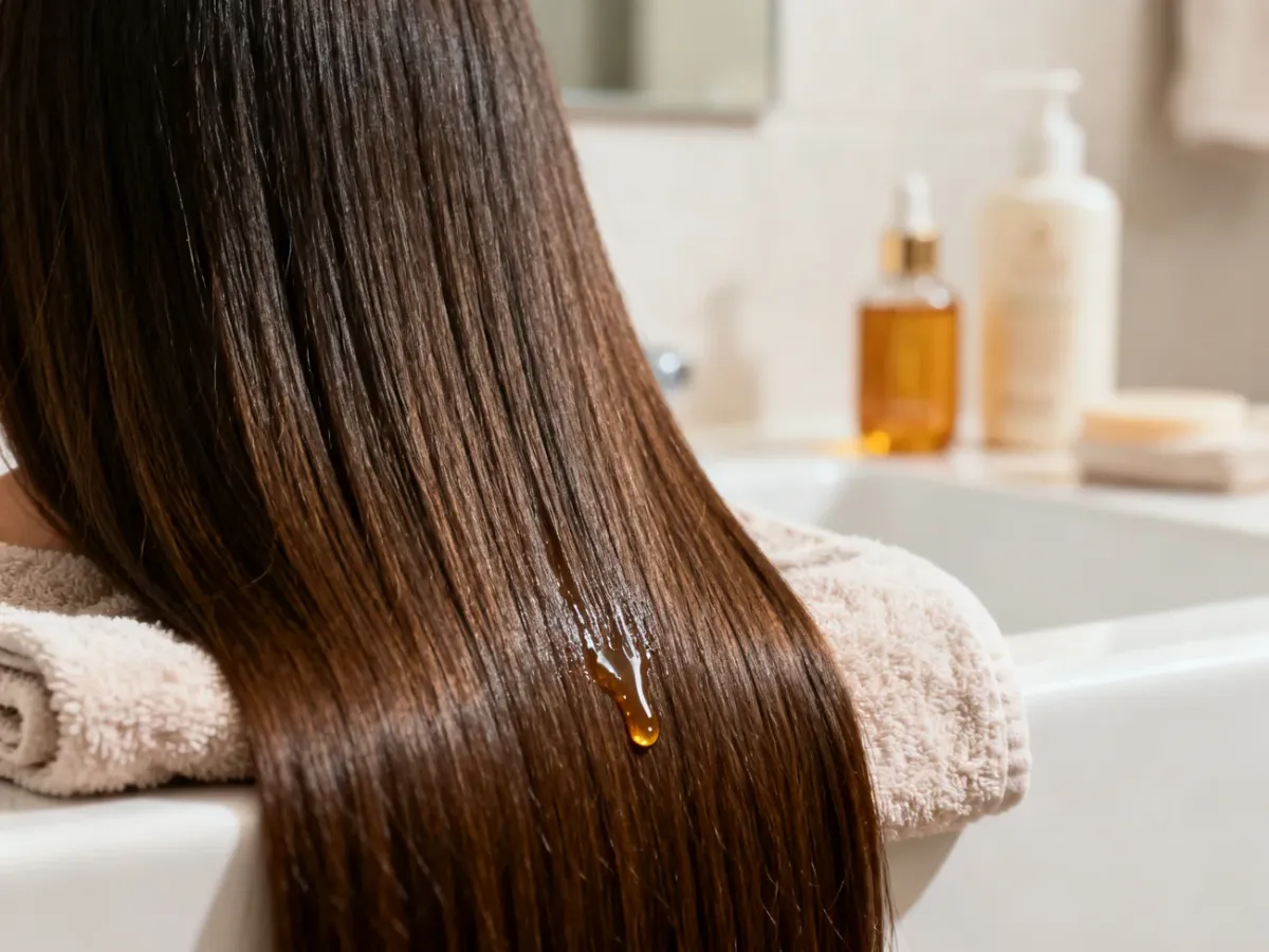 Pielęgnacja wygładzonych włosów serum na końcówkach