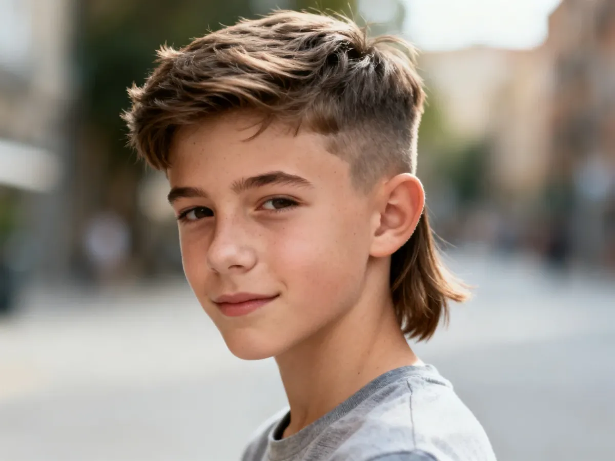 Nastolatek z subtelną fryzurą Modern Mullet