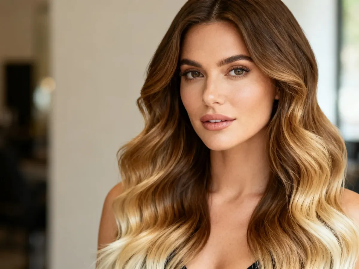 Luźne fale podkreślające przejście z brązu w blond
