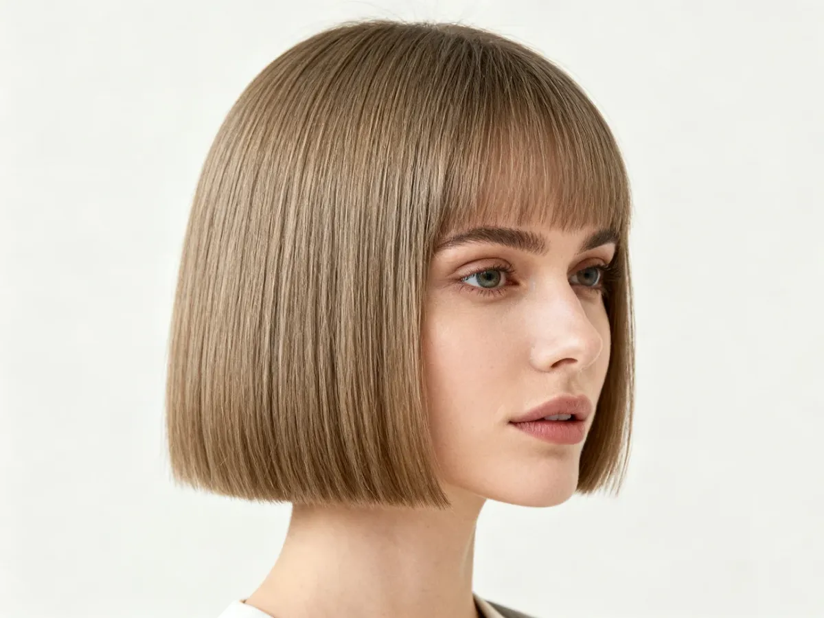 Blunt bob z równą, pełną linią końców