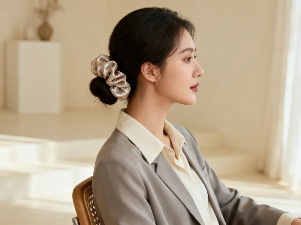 Luźny kok z dużą elegancką scrunchie