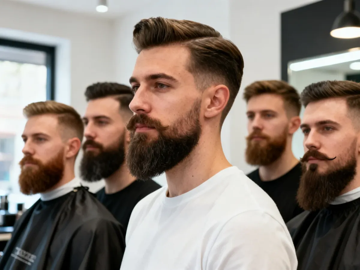 Mężczyźni z różnymi kształtami twarzy i stylami brody