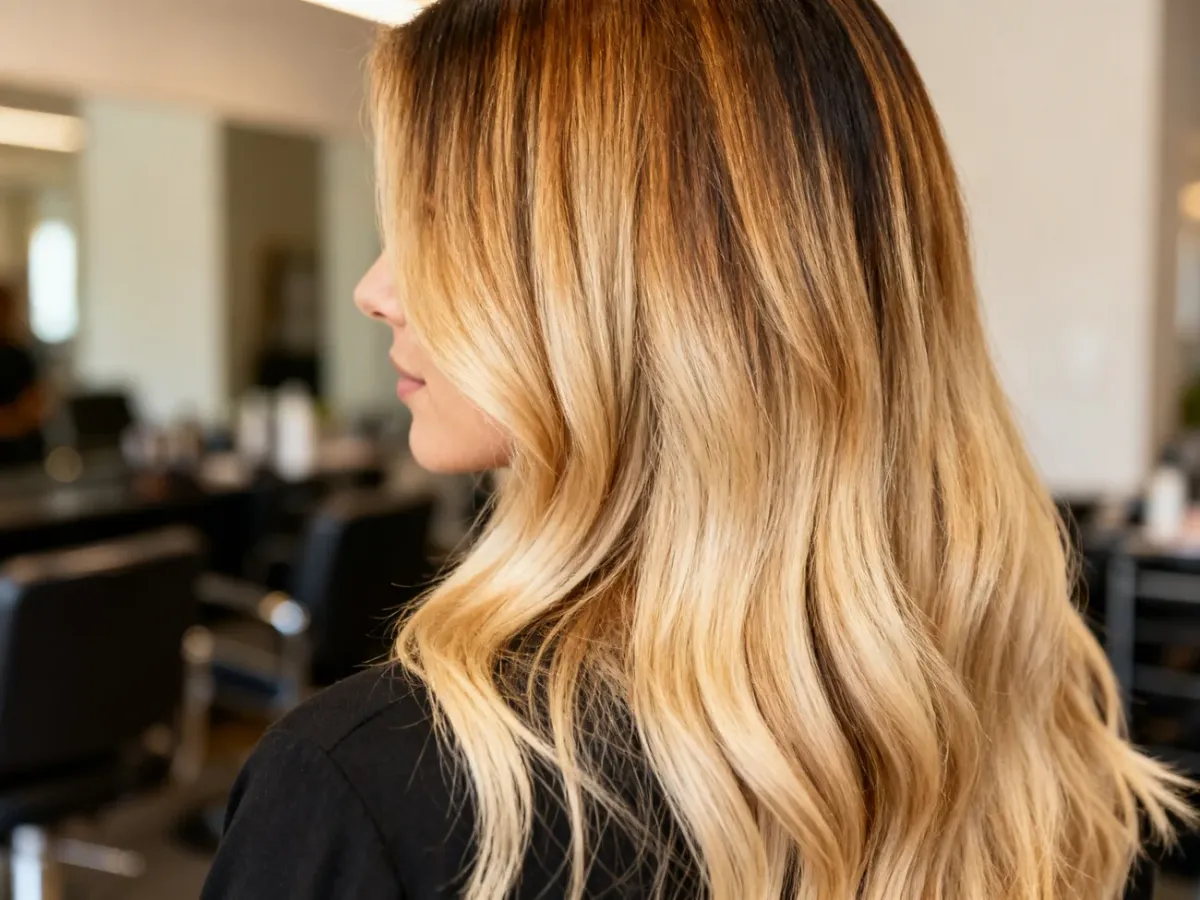 Balayage z miękkim przejściem i efektem muśnięcia słońcem