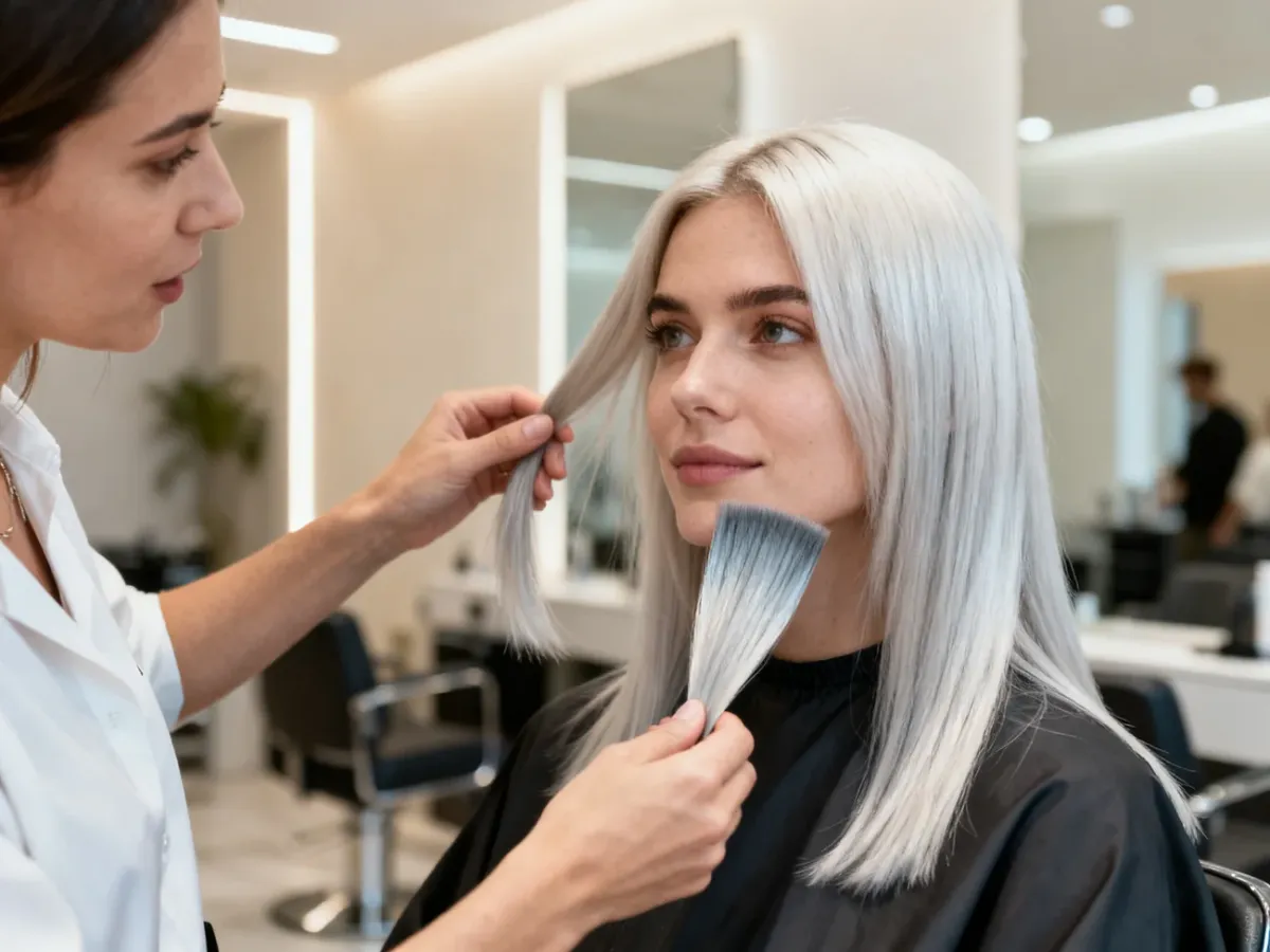 Konsultacja fryzjerska przed uzyskaniem platynowego blondu