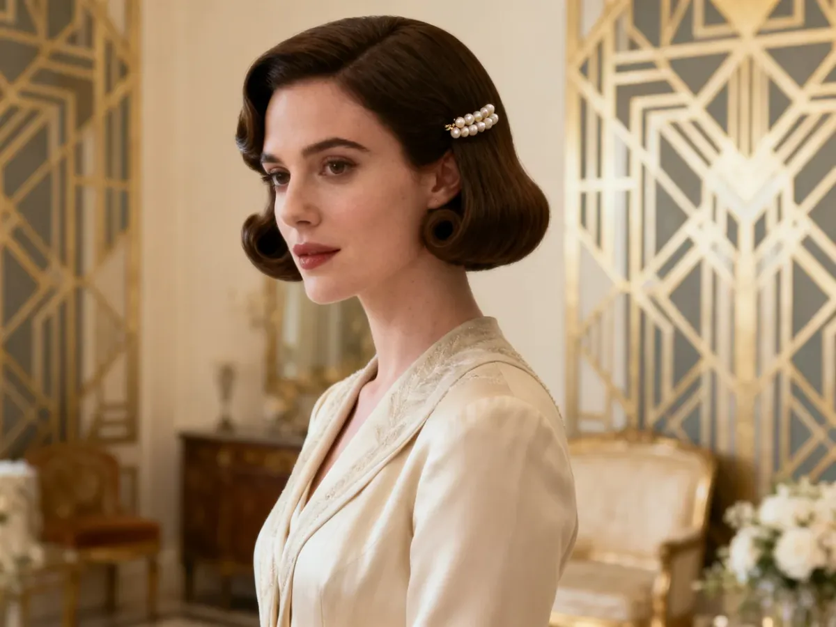 Elegancki retro bob z podwiniętymi do środka końcami