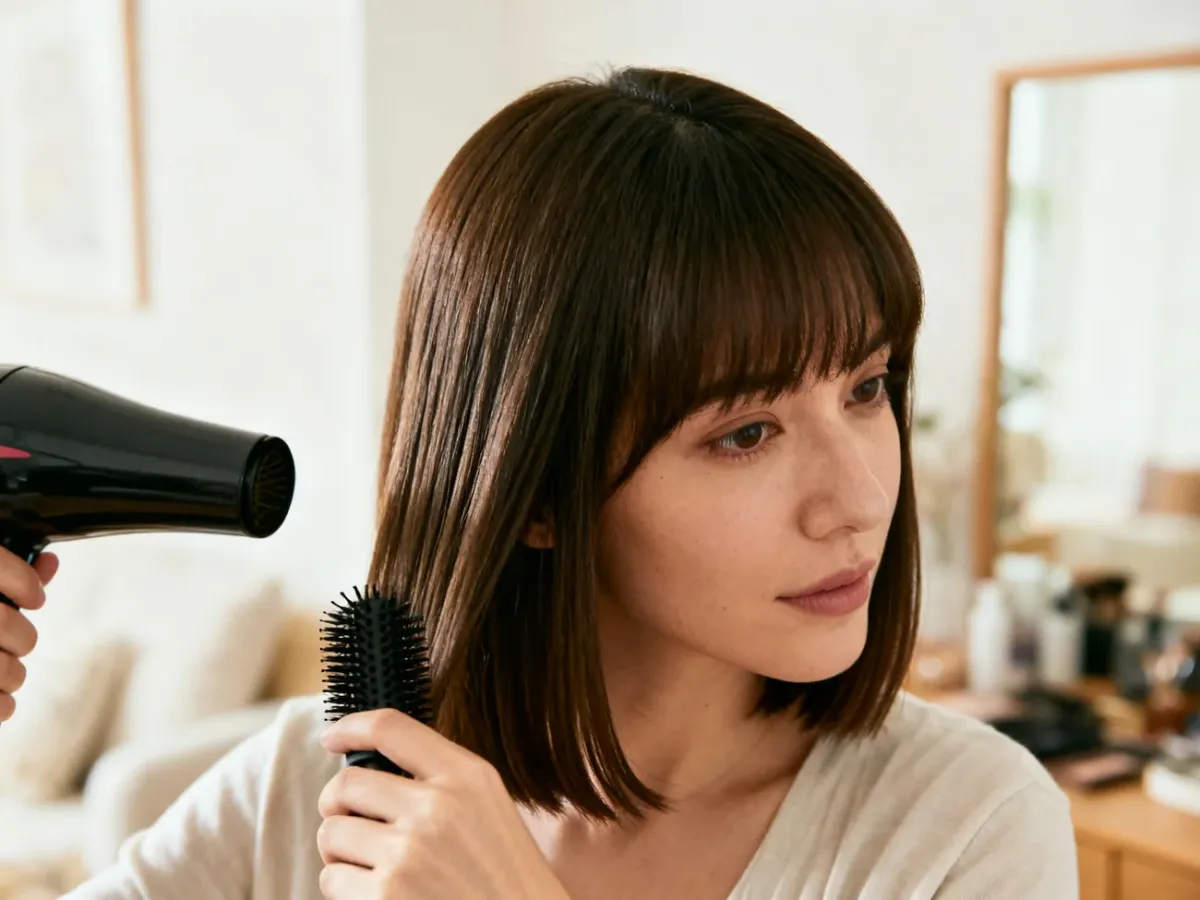 Styling a bob with lifted roots and smooth sides