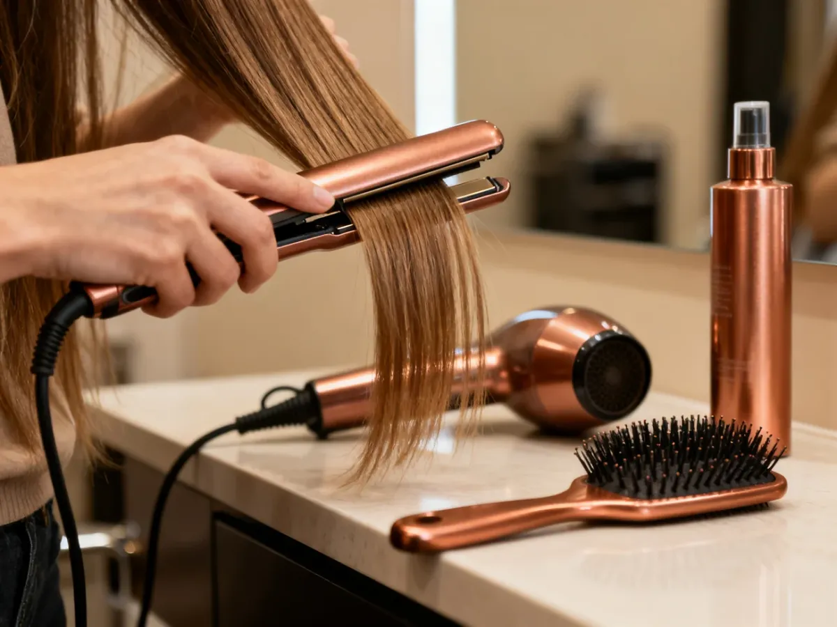 Stylizacja włosów prostownicą z użyciem narzędzi do modelowania
